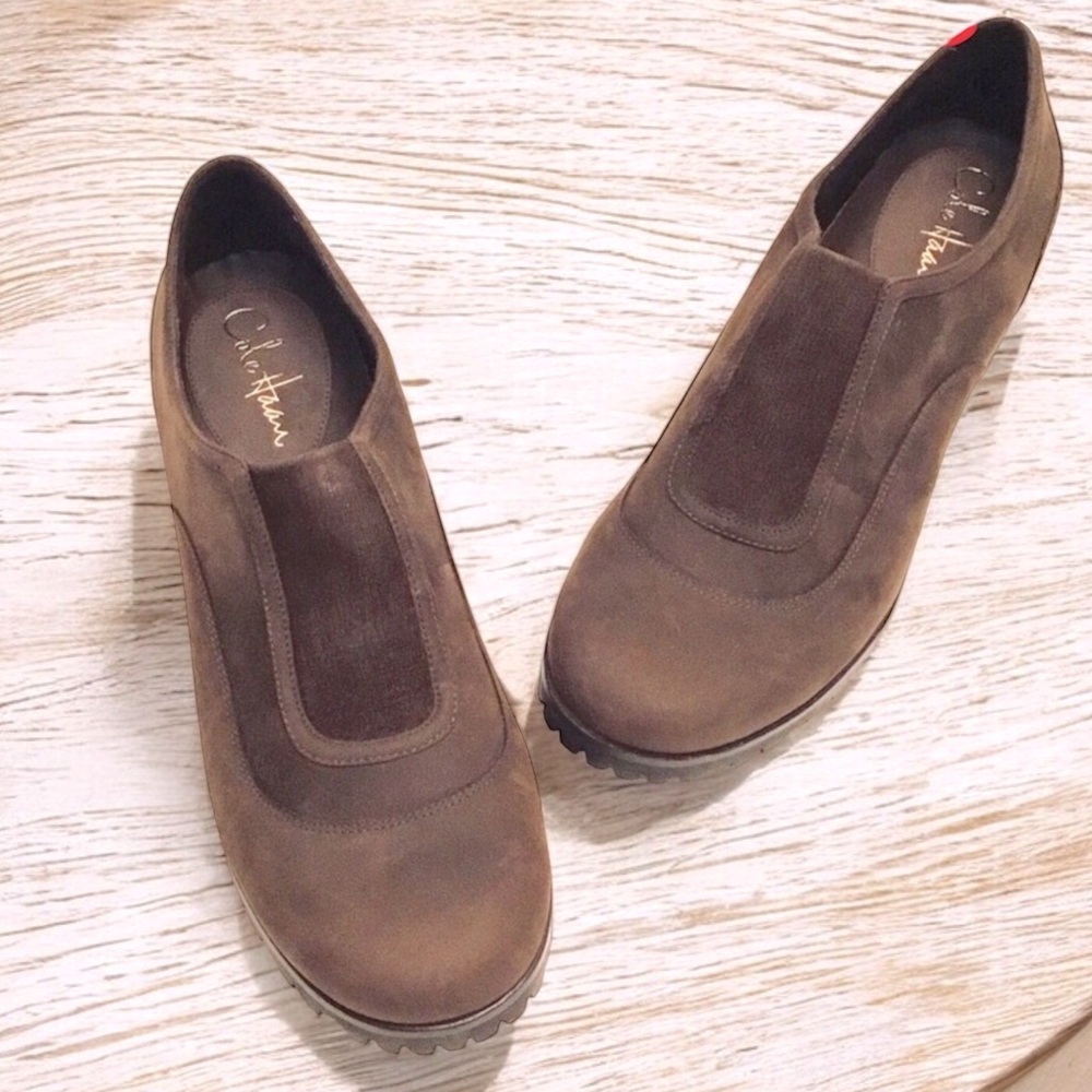 Cole Haan X Nike Air Loafers Brown Leather Waterproof Lug Sole Slip-on Size: 9.5